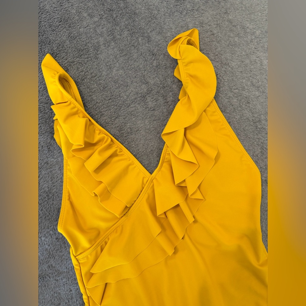 Yellow Ruffled One-Piece Swimsuit - Picture 6 of 6